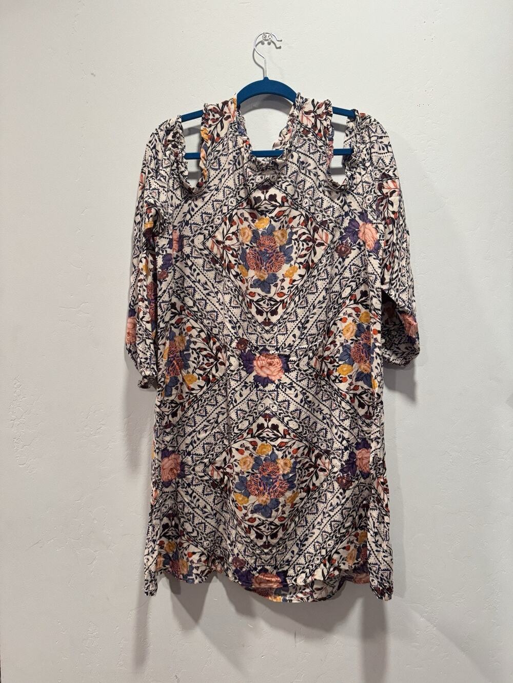 Xhilaration Women Multicolor Floral Cold Shoulder Dress Size XXL Round Neck